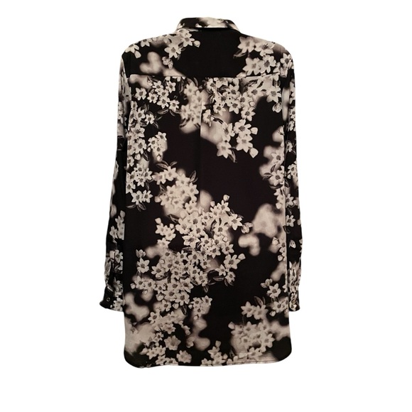 Calvin Klein Women’s Blouse long Sleeve Roll tab Floral Abstract Print Small - Picture 7 of 8